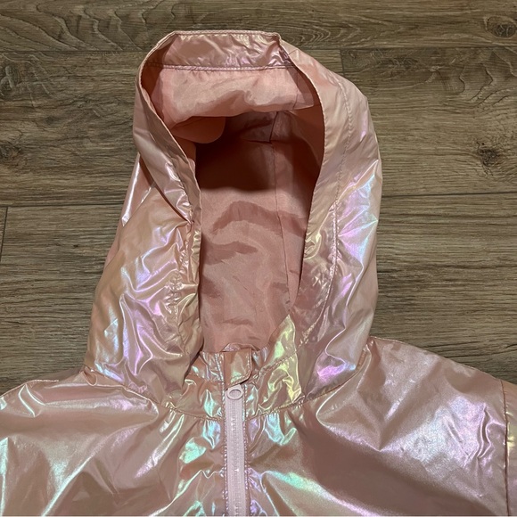 Wonder Nation iridescent light pink lined raincoat jacket size L 10/12 - Picture 3 of 6